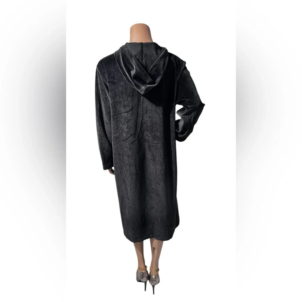 Elegant Black Hooded Lounge Robe☑️ - Picture 7 of 12